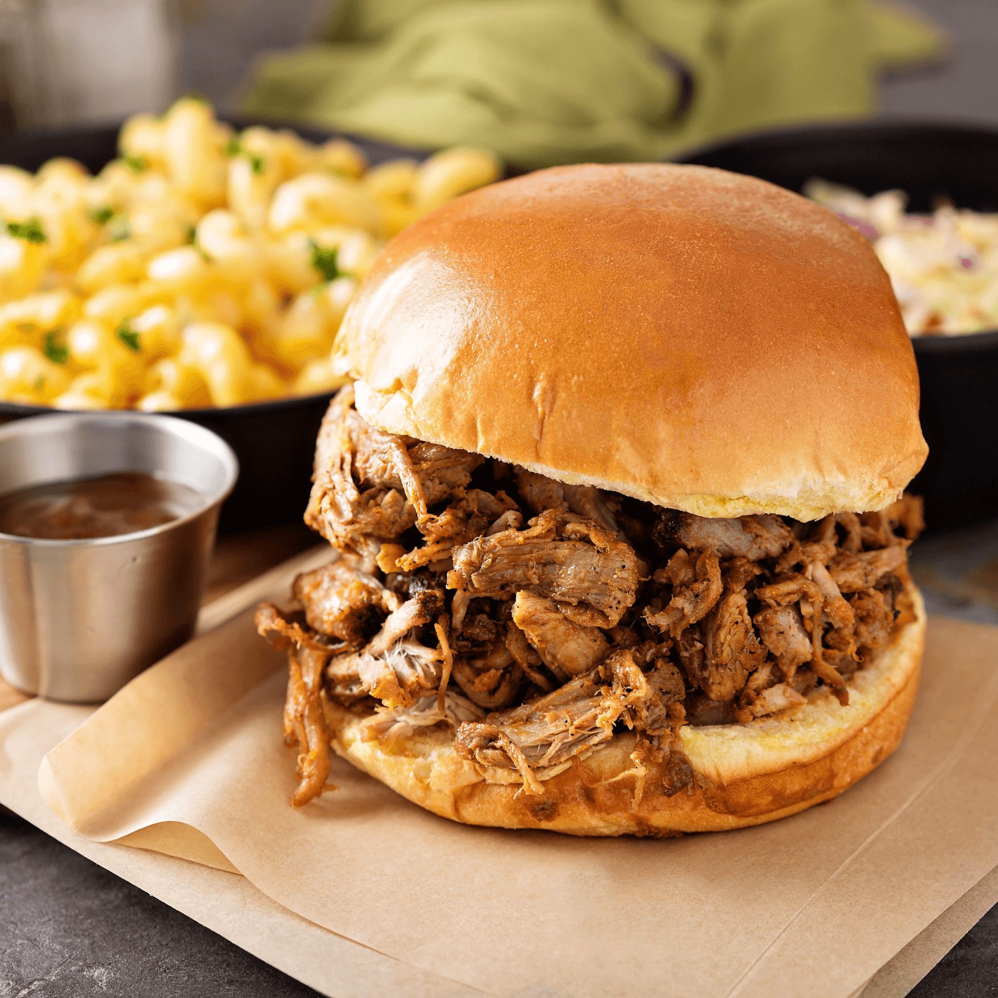 Pulled pork sandwich.