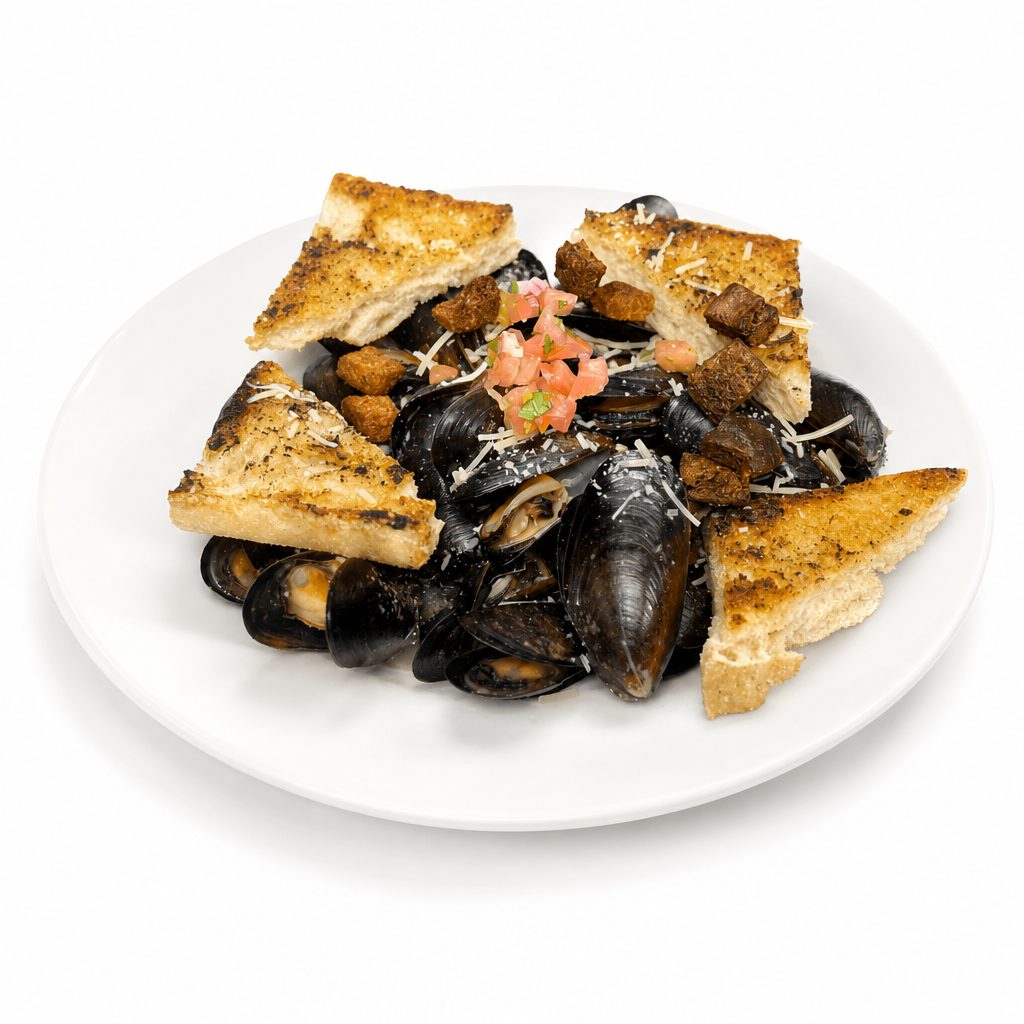 Wild blue mussels.
