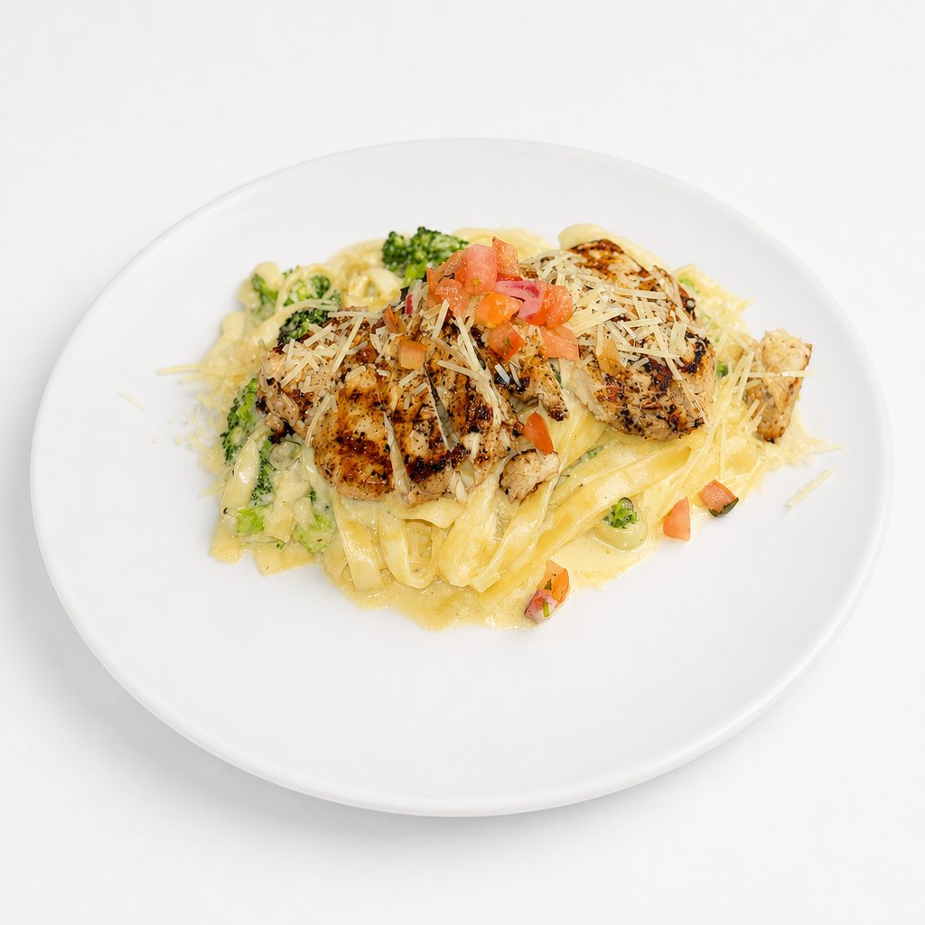 Chicken alfredo pasta.