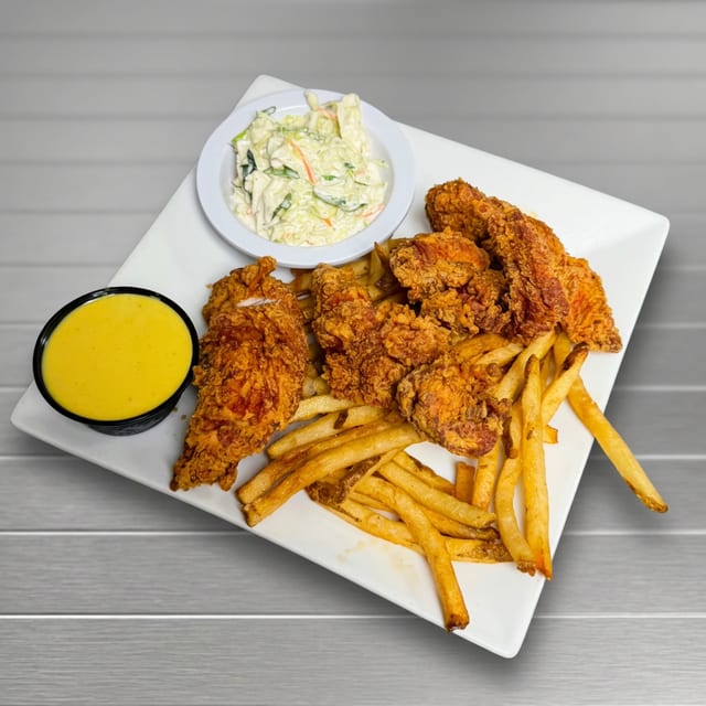 Hand breaded chicken tenders.