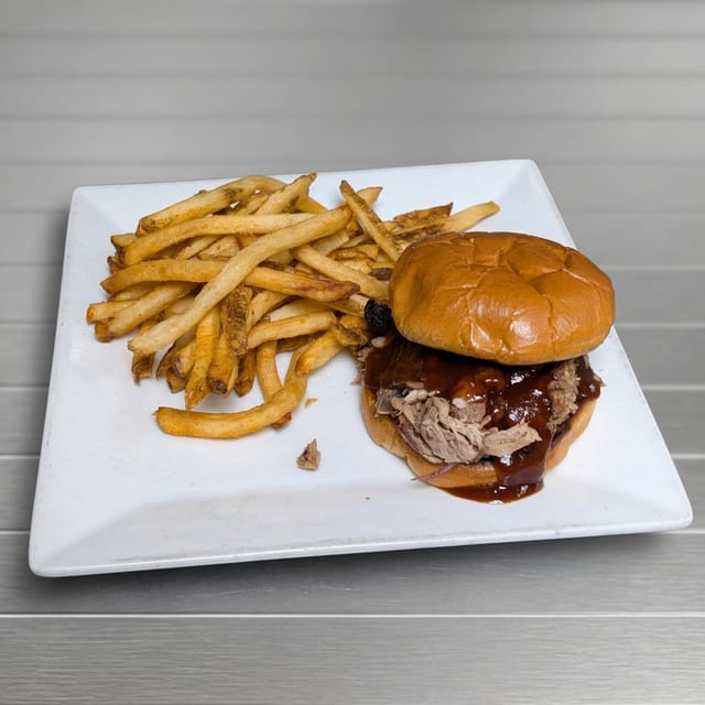Pulled pork sandwich.