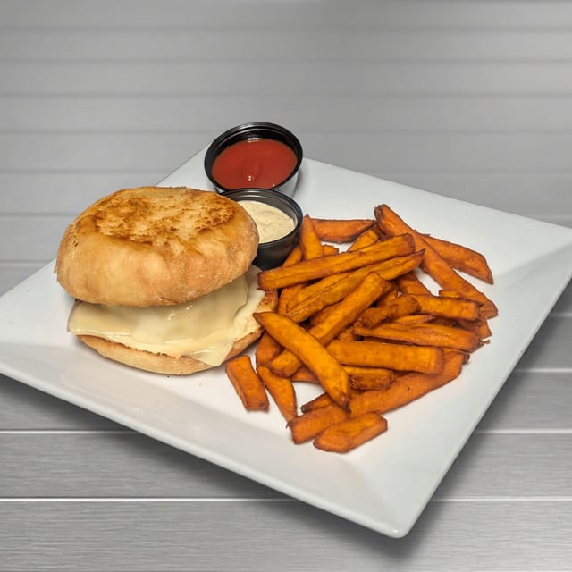 Crabcake melt sandwich.